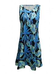 Women's Plus Leaf Print Round Neck Tank Dress