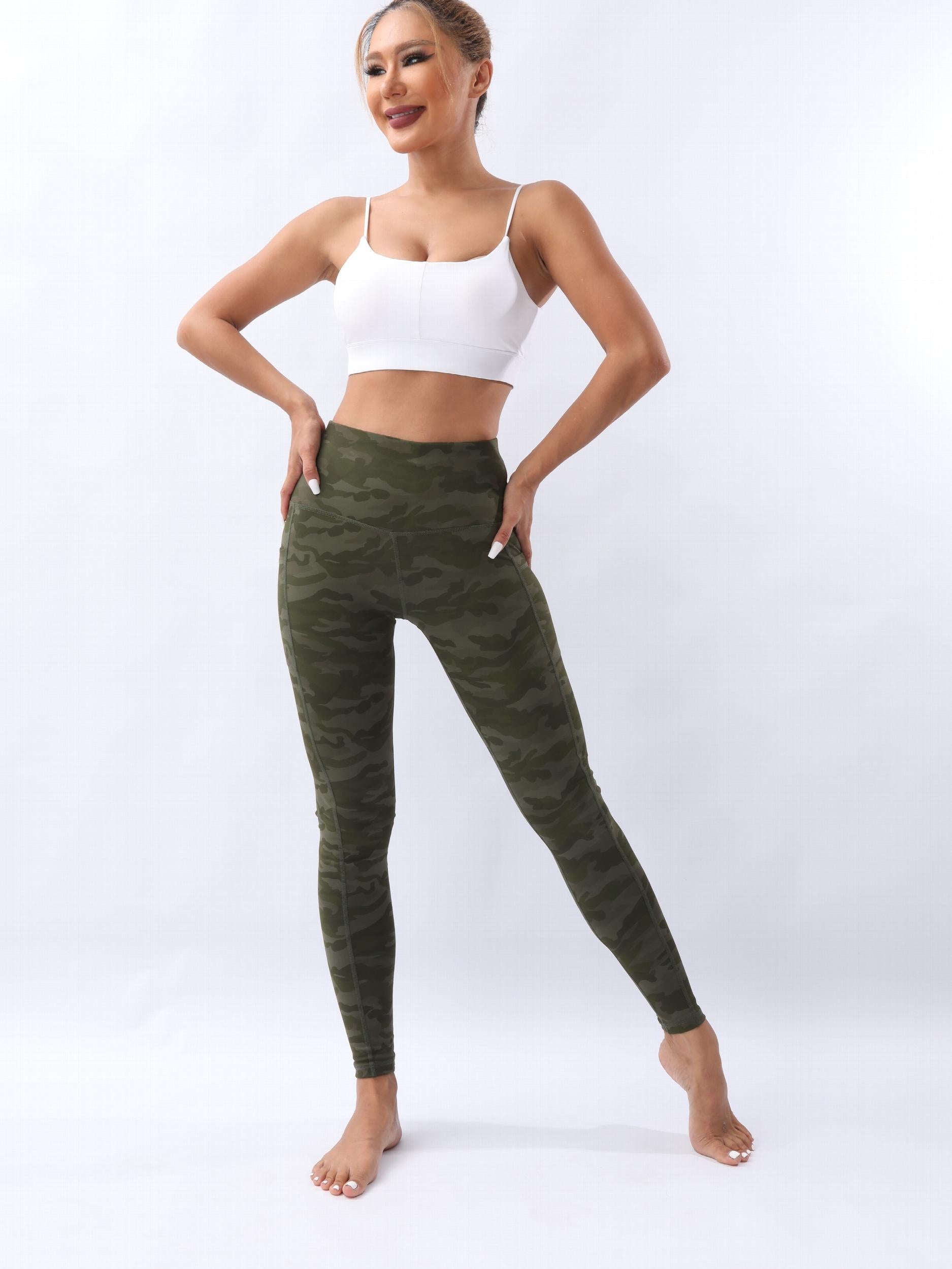 High Waist Camo Yoga Leggings with Pocket