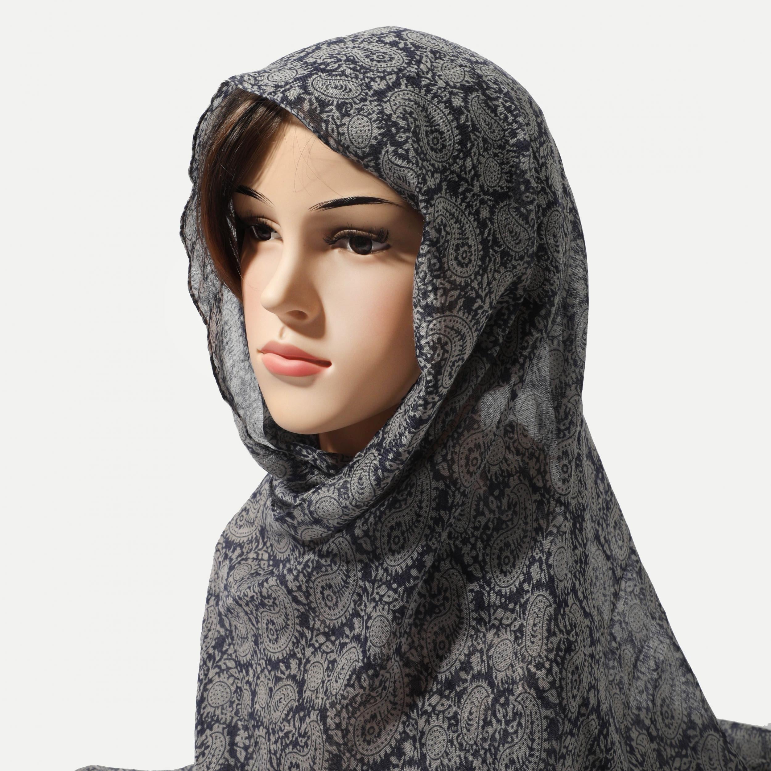 Paisley Print Scarf Thin Gauze Shawl Tassel Head Wrap Vintage Turban