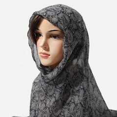 Paisley Print Scarf Thin Gauze Shawl Tassel Head Wrap Vintage Turban