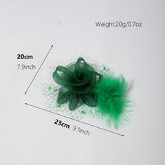 Bridal Feather Head Piece Mesh Flower Hair Accessories Clip