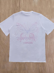 Butterfly & Letter Print Cover Up Shirt Beachwear Top Women's Swimwear