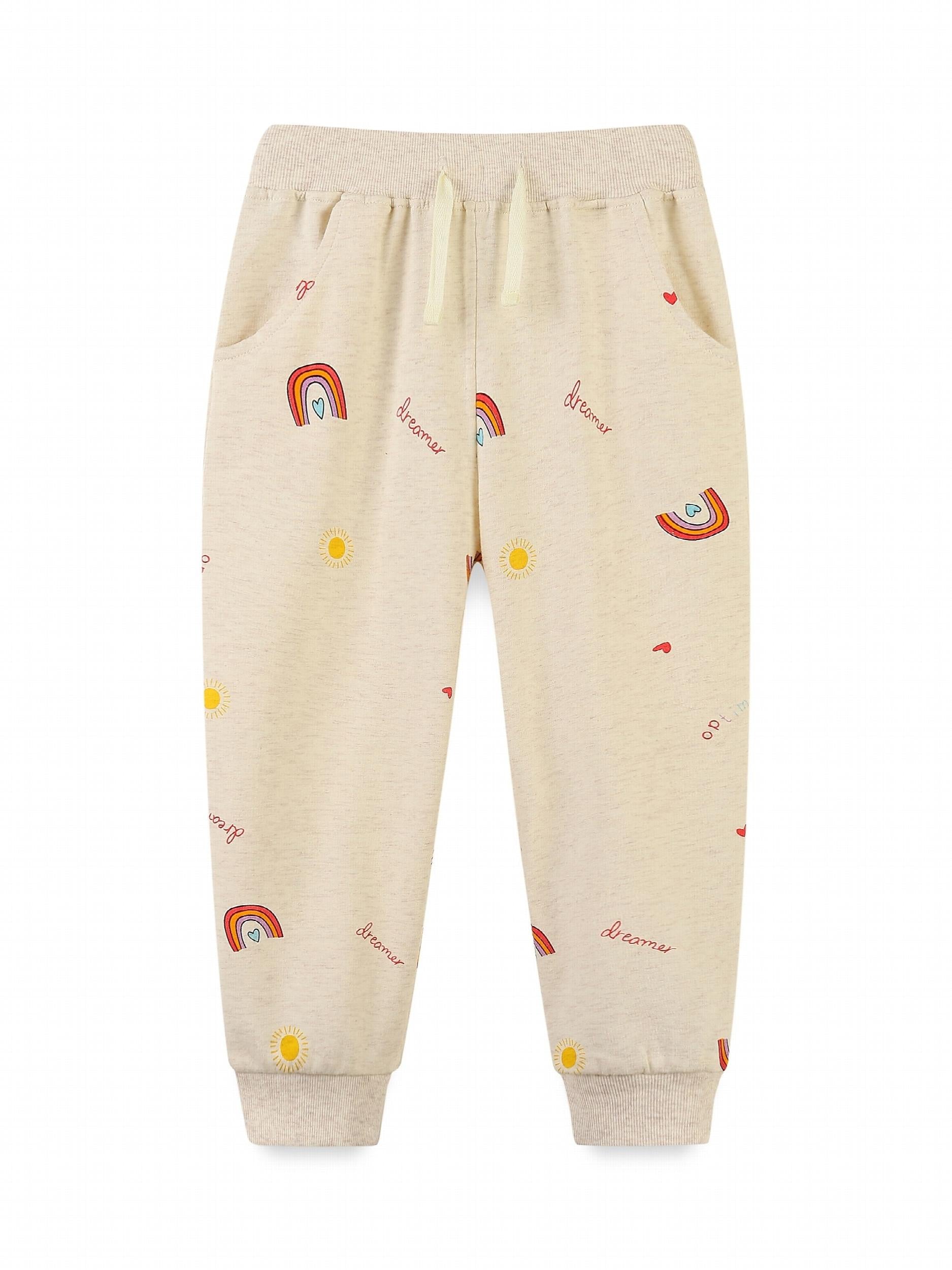 Girls' Cartoon Dogs Embroidered Joggers Sweatpants for 2-7 Years