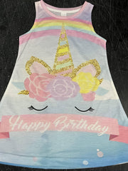 Girls Unicorn Costume Halloween Party Princess Dress