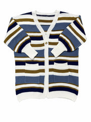 Stripe Print Button Up Long Sleeve Cardigan