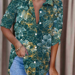 Floral Print Long Sleeve Button Up Shirt Top