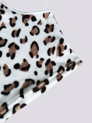 Leopard Print Plush Tank Top & Shorts Lounge Set