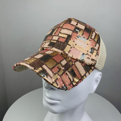 Casual Sequin Mesh Stitching Hat Sun Protection Comfortable Breathable Hat