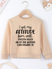 I GOT MY ATTITUDE Letter Print Boys Casual Creative Pullover Sweatshirt