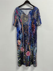 Boho Dress Women's Plus Floral Print Short Sleeve