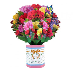 Butterfly Paper Flower Bouquet 3D Pop Up Card For Mom/Wife