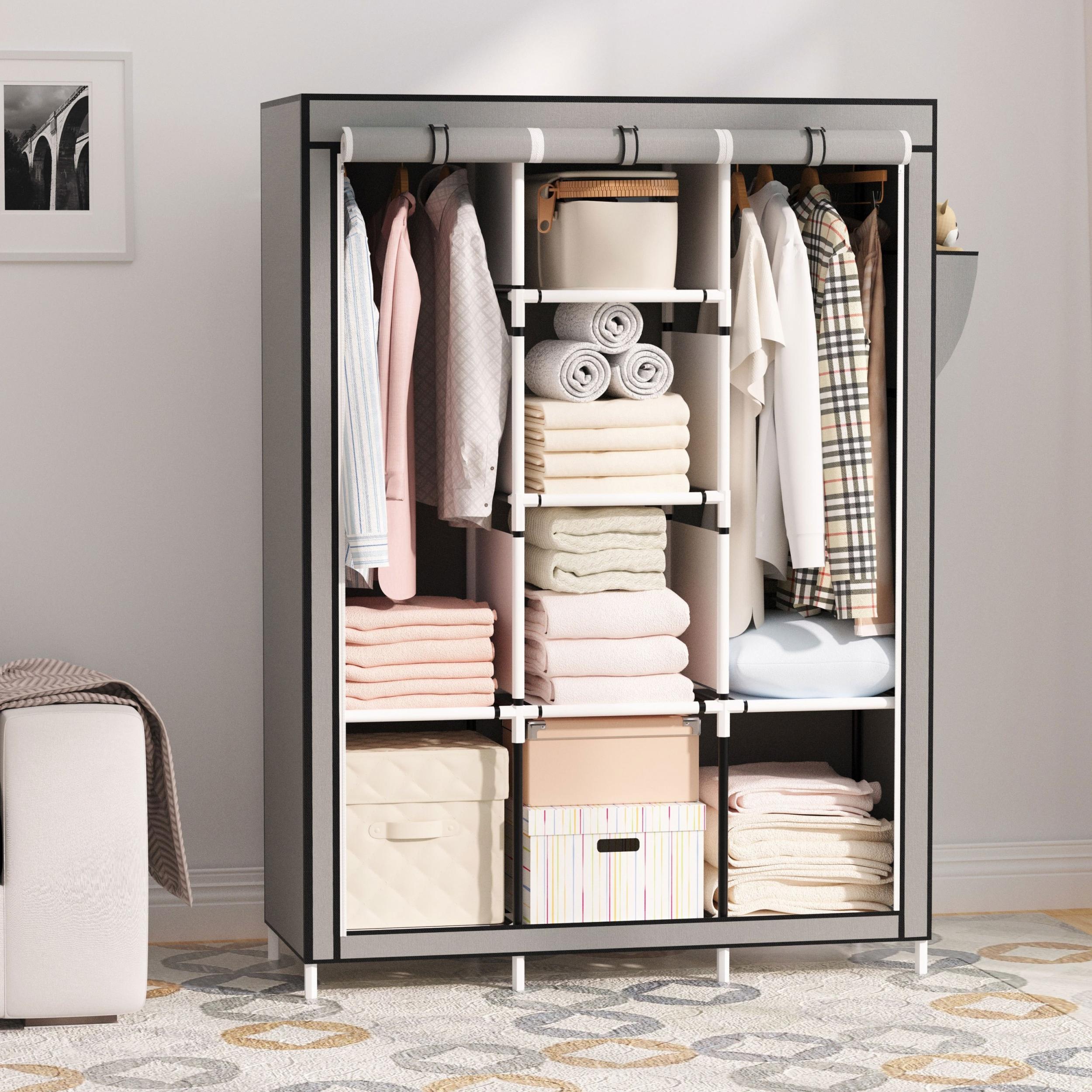 1pc Carbon Steel Wardrobe Household Bedroom Cloth Wardrobe Modern Storage Rack