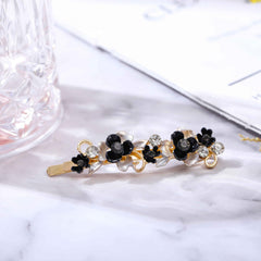 Alloy Flower Edge Clip Retro Style Plant Bangs Clip Rhinestone Clips