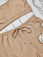 Waffle Sight Crop Tank Top & Drawstring Shorts Set