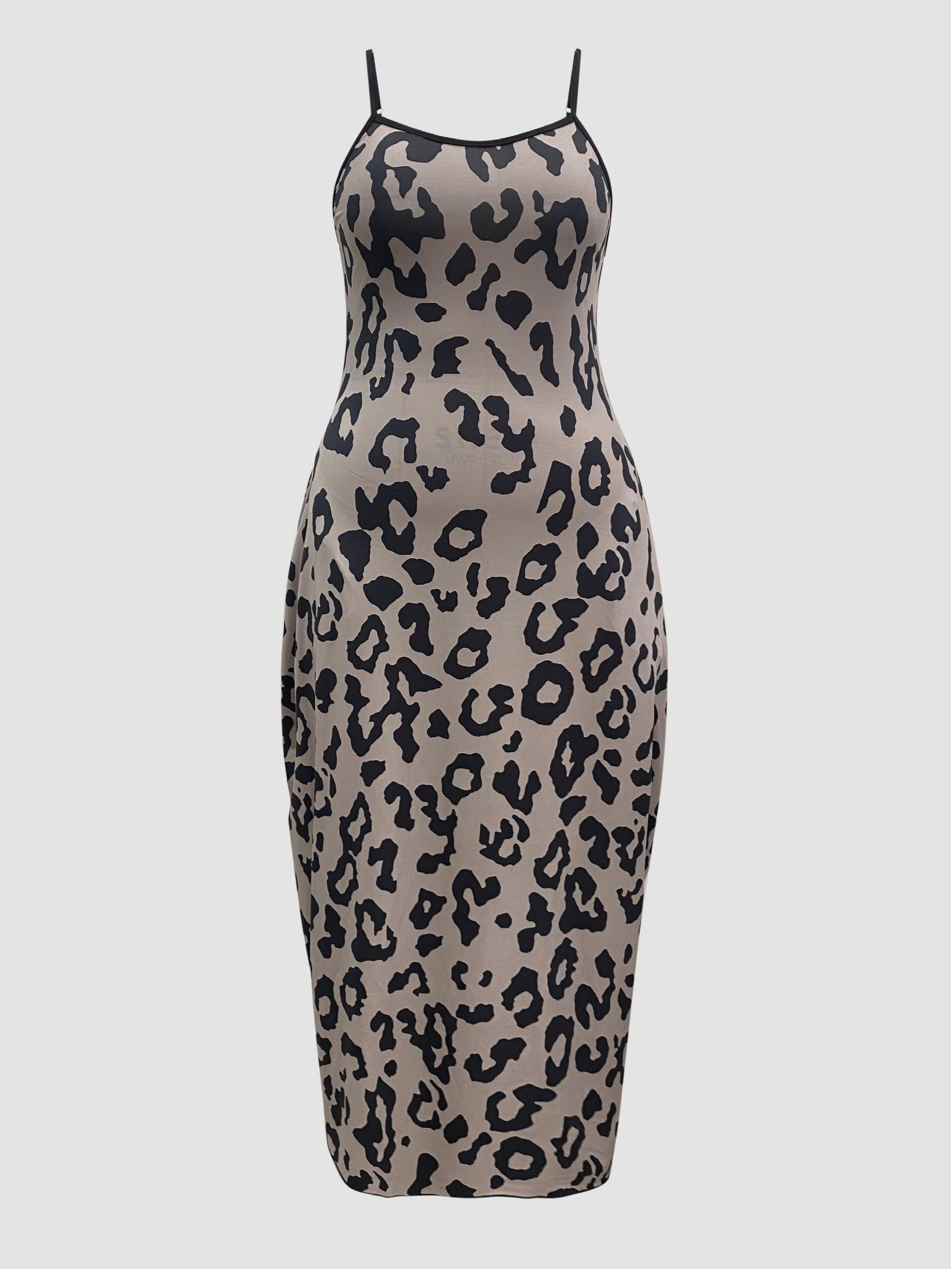 Leopard Print Maxi Cami Dress With Pockets