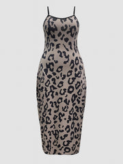 Leopard Print Maxi Cami Dress With Pockets