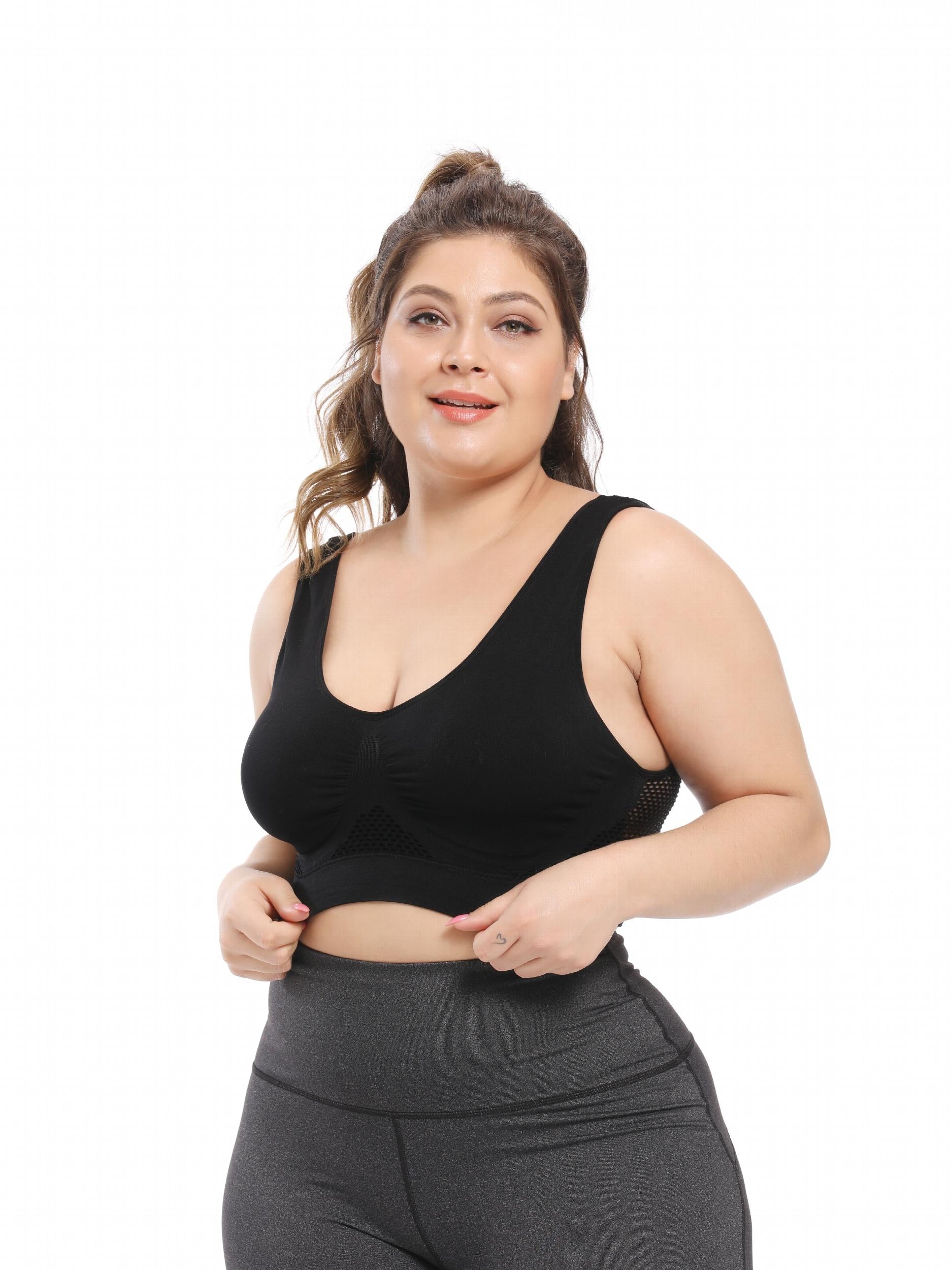 Sports Bra Women's Plus Breathable Mesh Hollow Out Yoga Running
