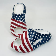 Women's Flag Pattern Pillow Slides Soft Sole Shoes