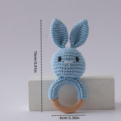 Crochet Rabbit Rattle Toy with Bells Baby Teething Toy Soft Newborn Gift