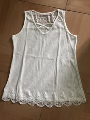 Tank Top Women's Plus Lace Waffle Pattern V Neck Tank Top