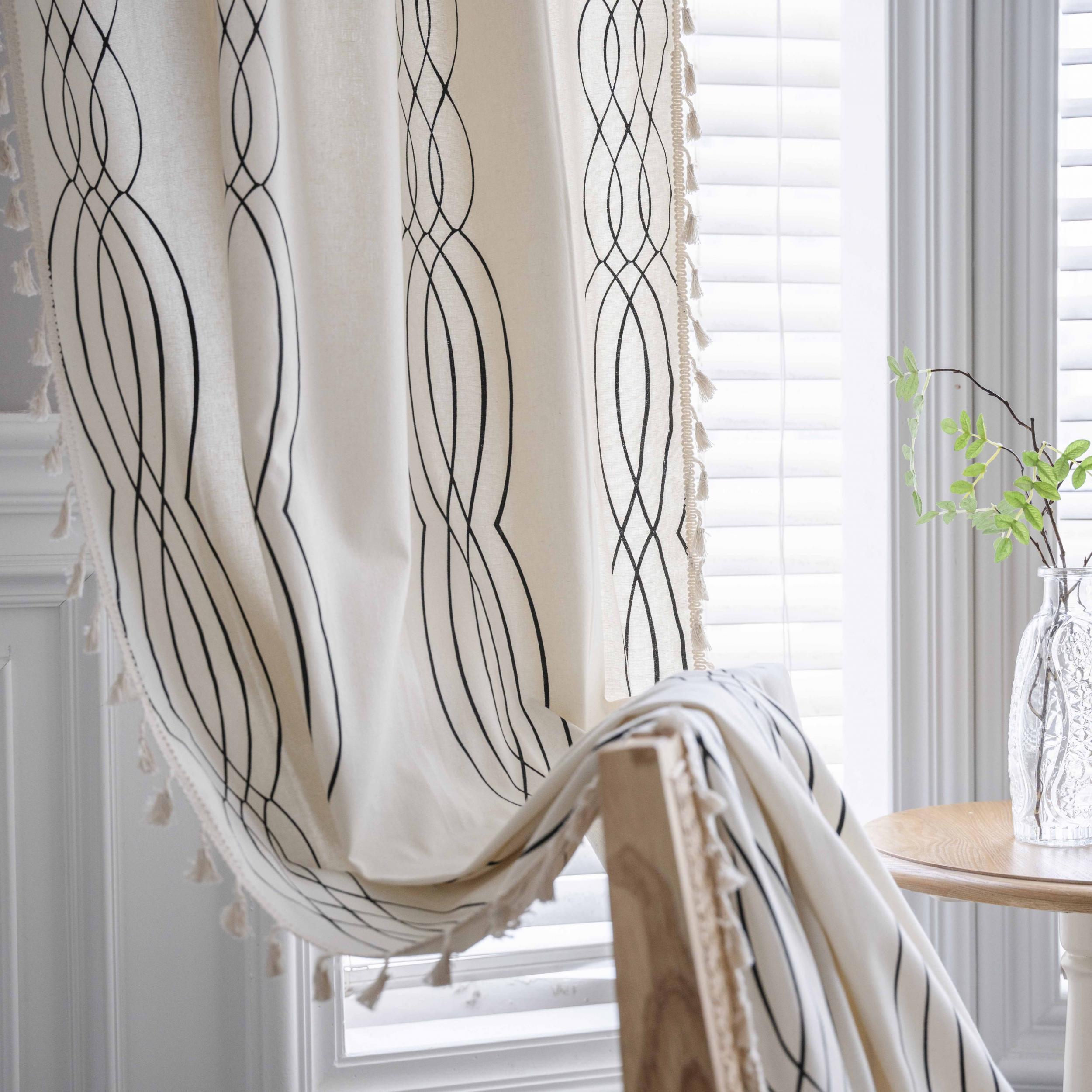 Boho Vintage Tassel Curtain for Bedroom and Living Room