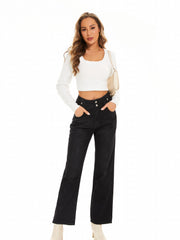 High Waist Straight Leg Jeans Wide Leg Loose Fit High Rise Denim Pants