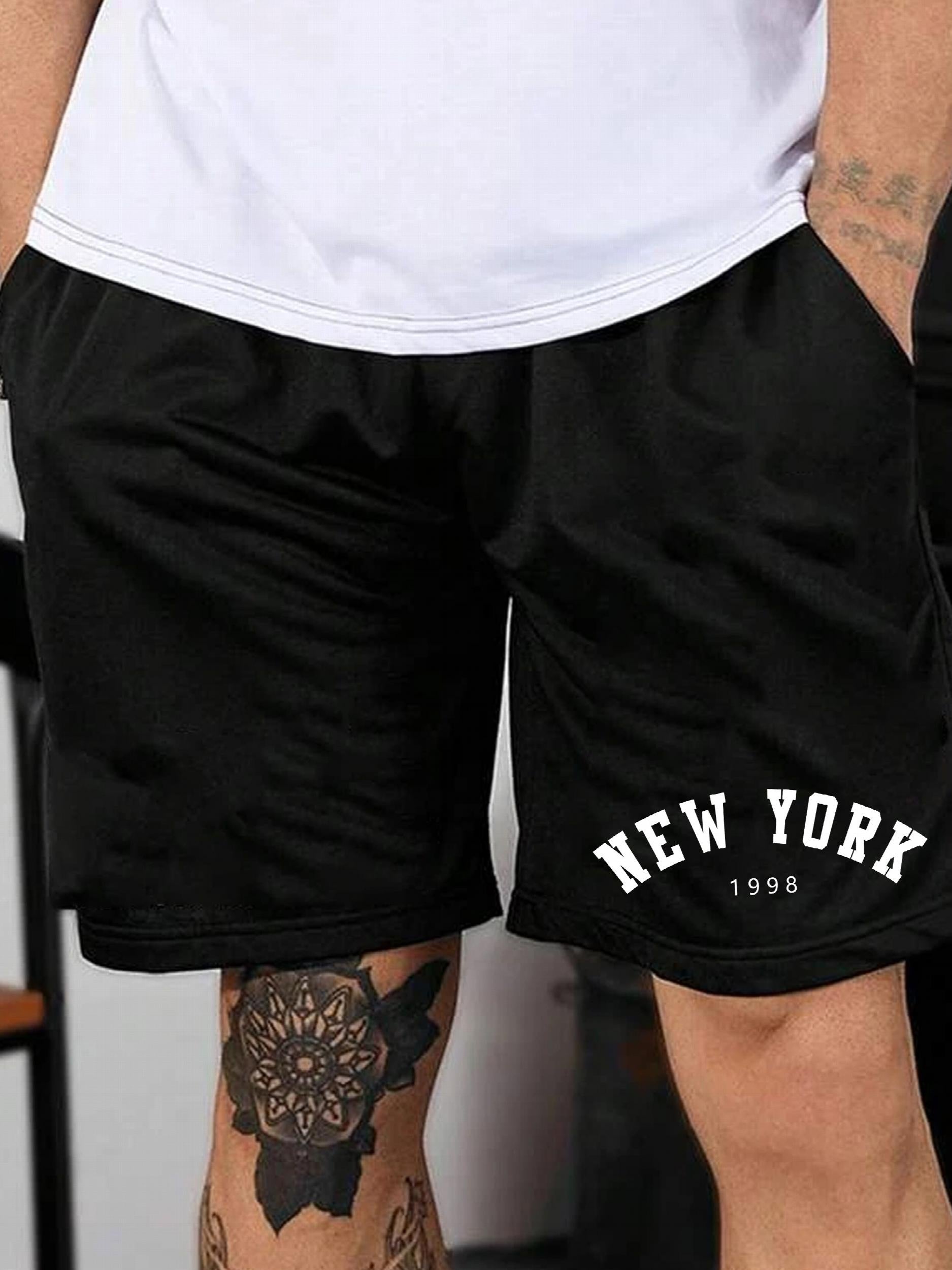 York 5074 Comfy Shorts Men s Casual Solid Elastic Waist Drawstring Shorts