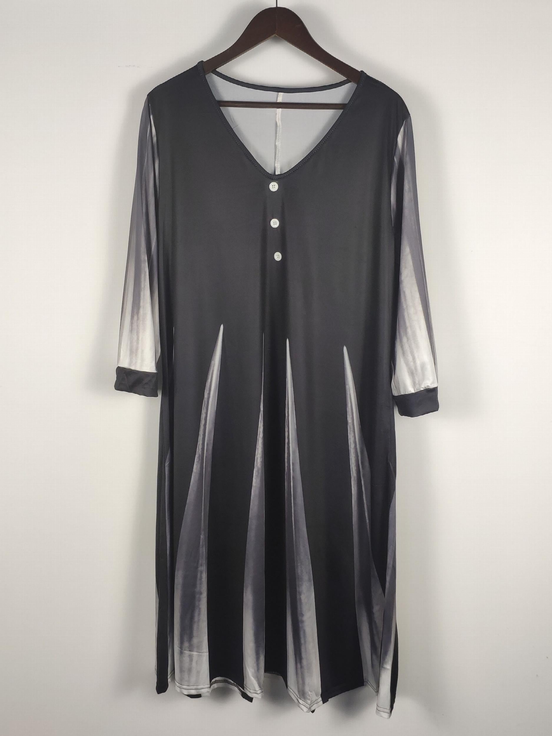 Colorblock Button Decor Midi Dress