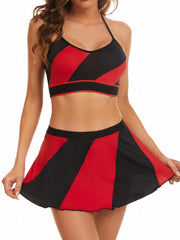 Sporty Colorblock Bra & Skirt Lingerie Set