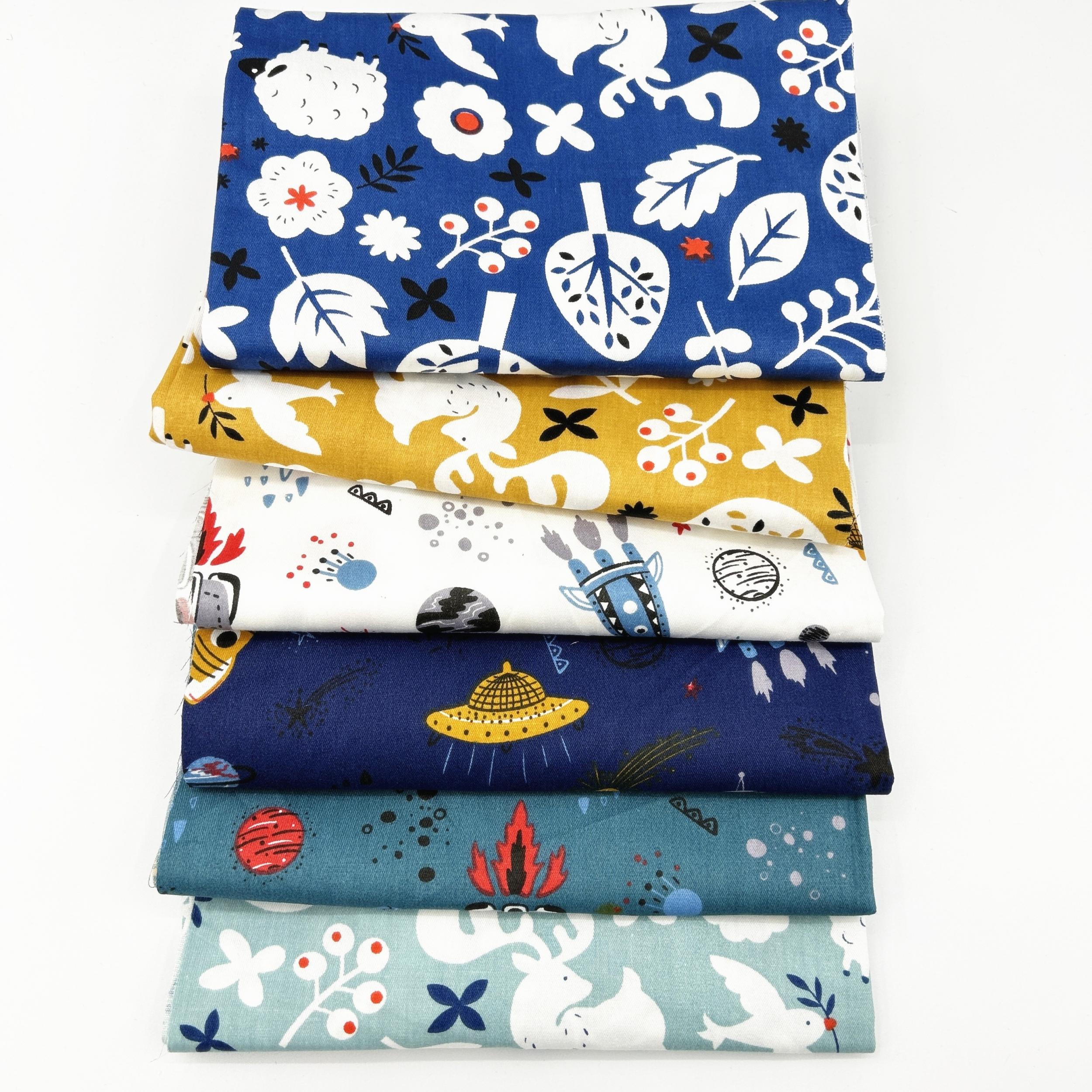6pcs Soft Cotton Printed Fabric Plant Twill Sheet DIY Patchwork