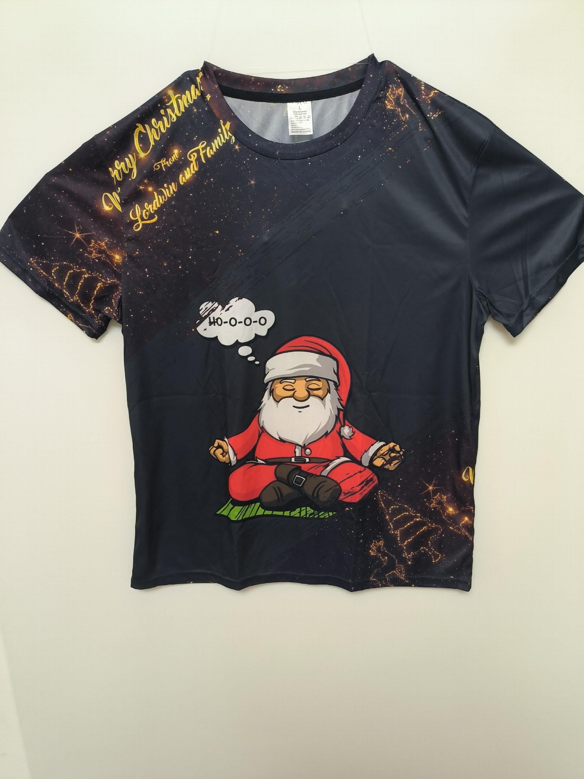 Santa Claus Meditating Print Men's Short Sleeve Tee