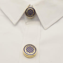 Golden Tone Checkered Button Covers for Men & Women