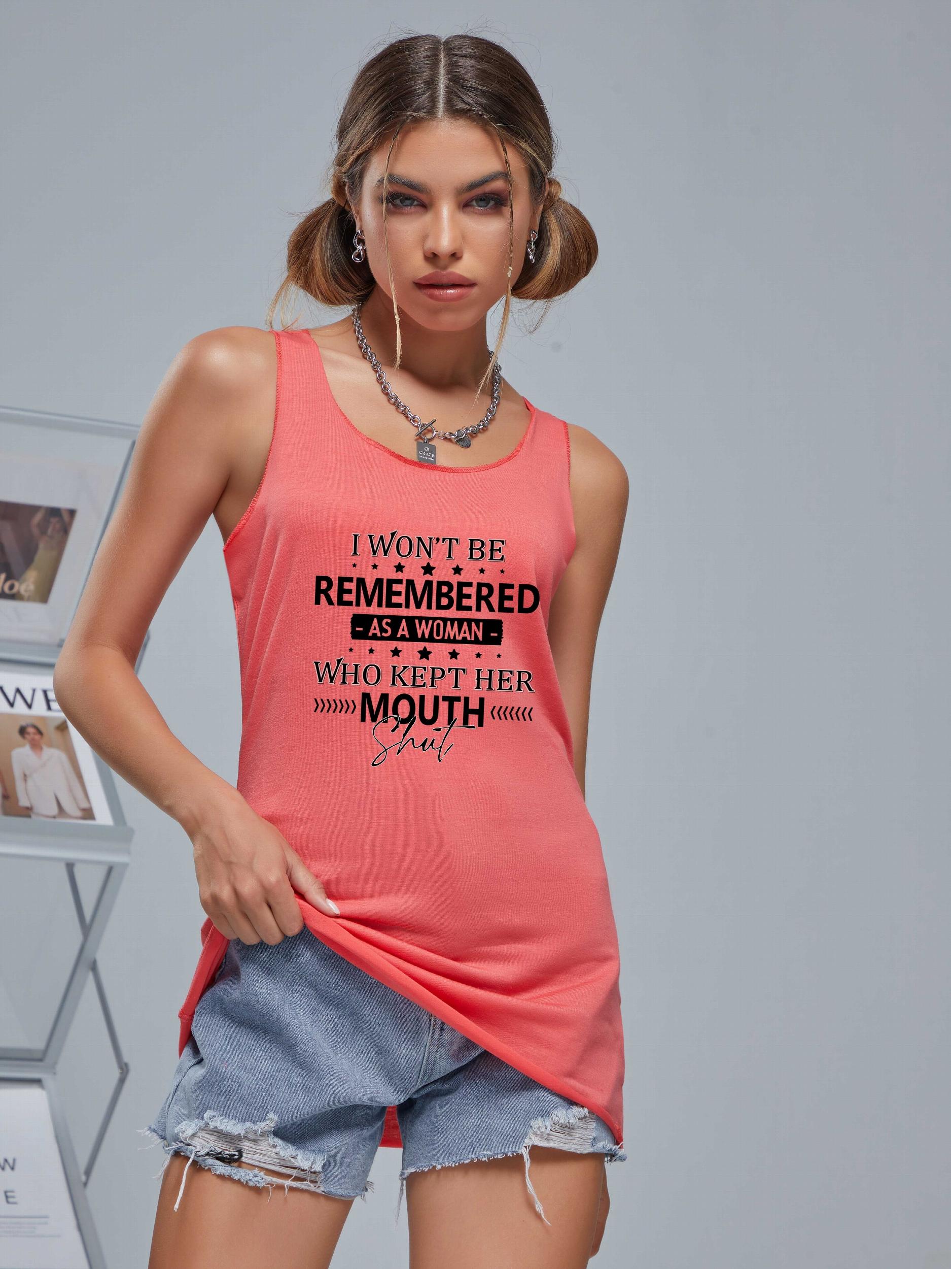Women's Letter Graphic Tank Top Summer Sleeveless Shirt