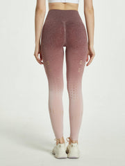 Gradient Hollow Fitness High Waist Yoga Leggings