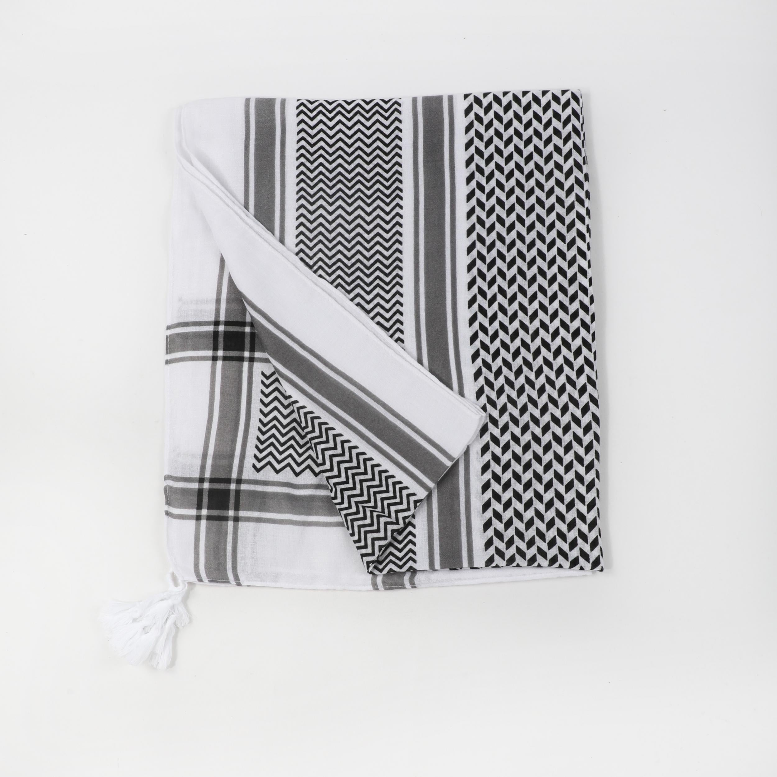 Men's Grey Striped Folding Line Scarf Headscarf