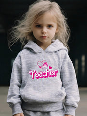 TEACHER & Heart Graphic 2pcs Set Girls Casual Comfy Breathable Activewear Set