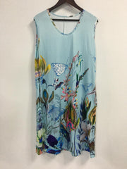 Floral & Butterfly Print Tank Dress With Pockets