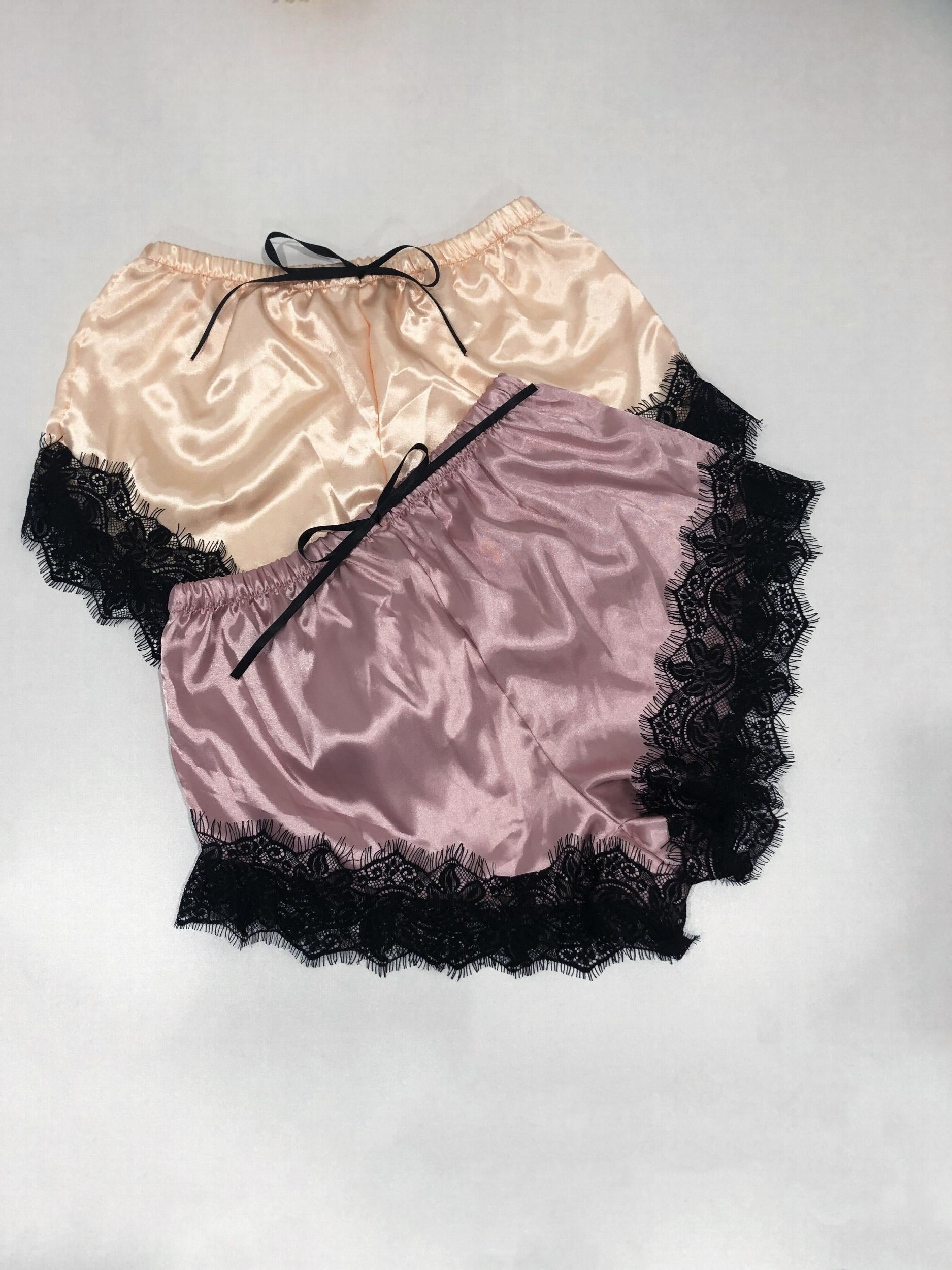 Soft Lace Stitching Sleep Bottoms Elastic Waistband Shorts
