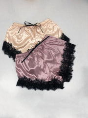 Soft Lace Stitching Sleep Bottoms Elastic Waistband Shorts