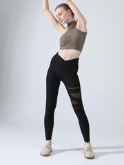 Mesh Contrast Yoga Leggings Workout Running Tight Pants Women