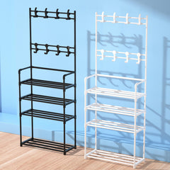 2-in-1 Multifunctional Shoes Organizer Shelf with Coat Rack