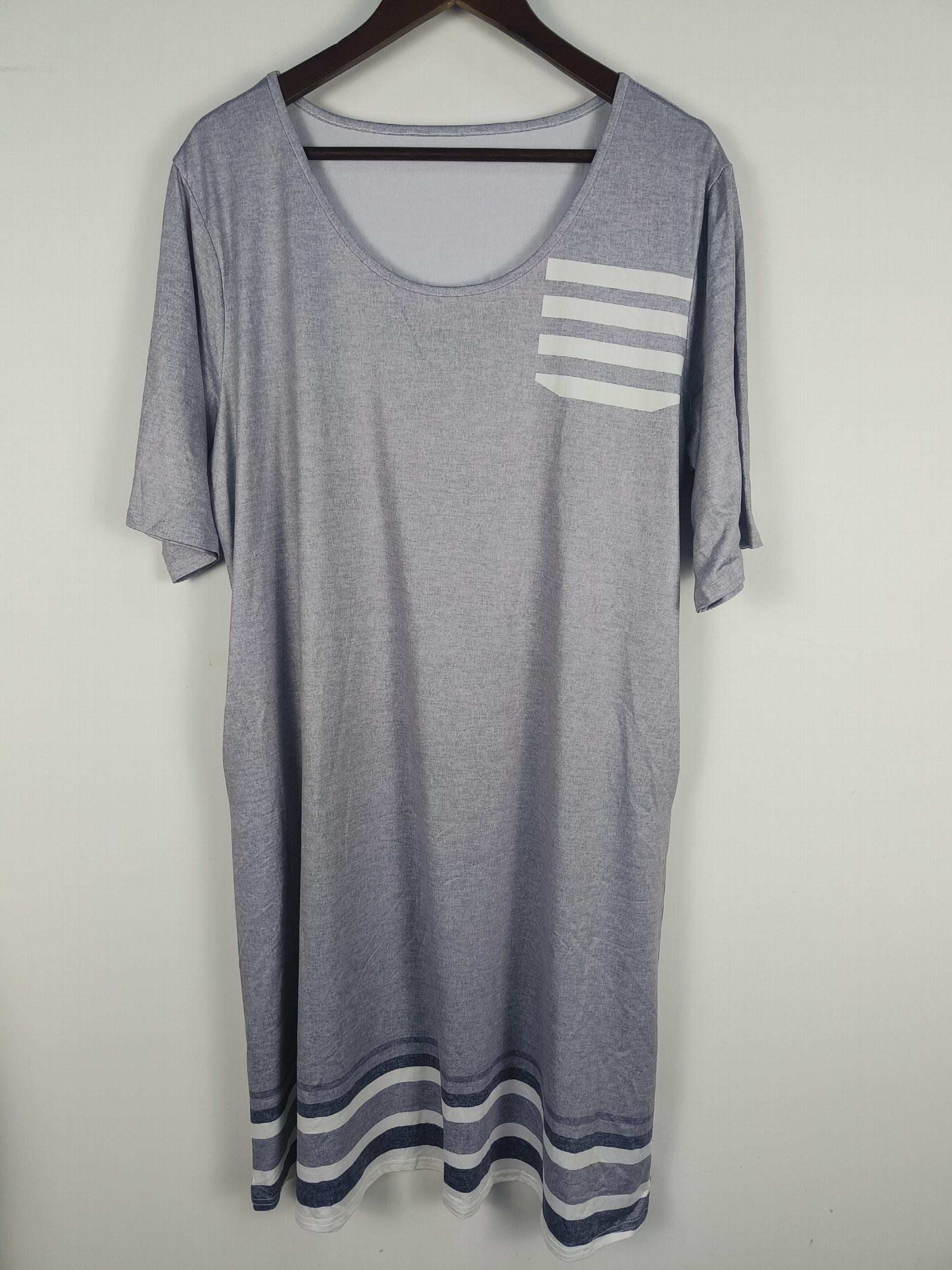 Casual Colorblock Stripe Print Round Neck Dress