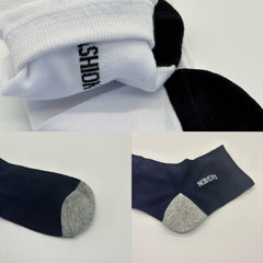 Men's Block Crew Socks Breathable Cotton Blend Comfy Casual Unisex Socks