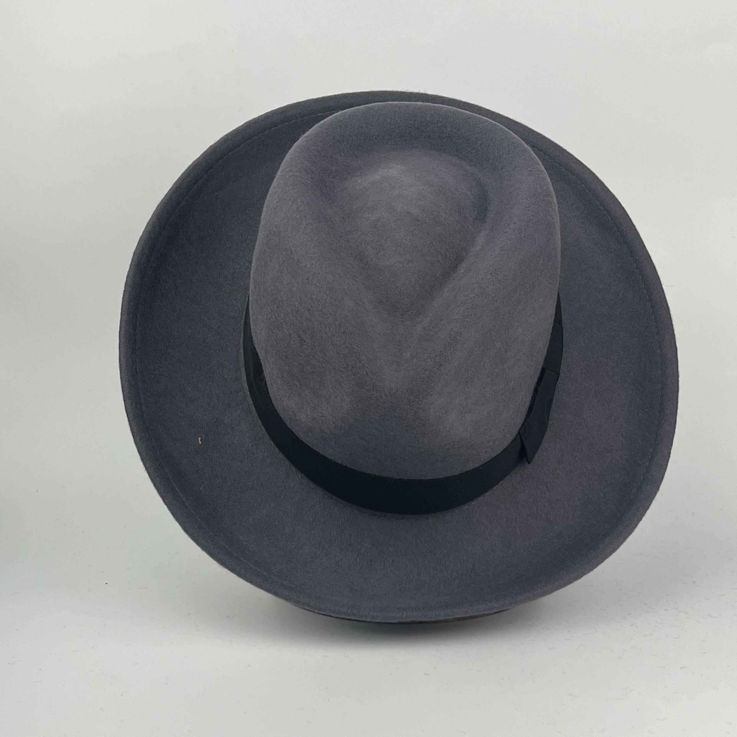 Gray Jazz Hat With Bow Band Wool Top Hat Men Women