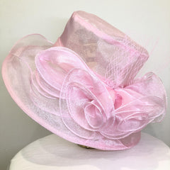 Organza Derby Hat Solid Flower Sun Hat Church Hat For Women