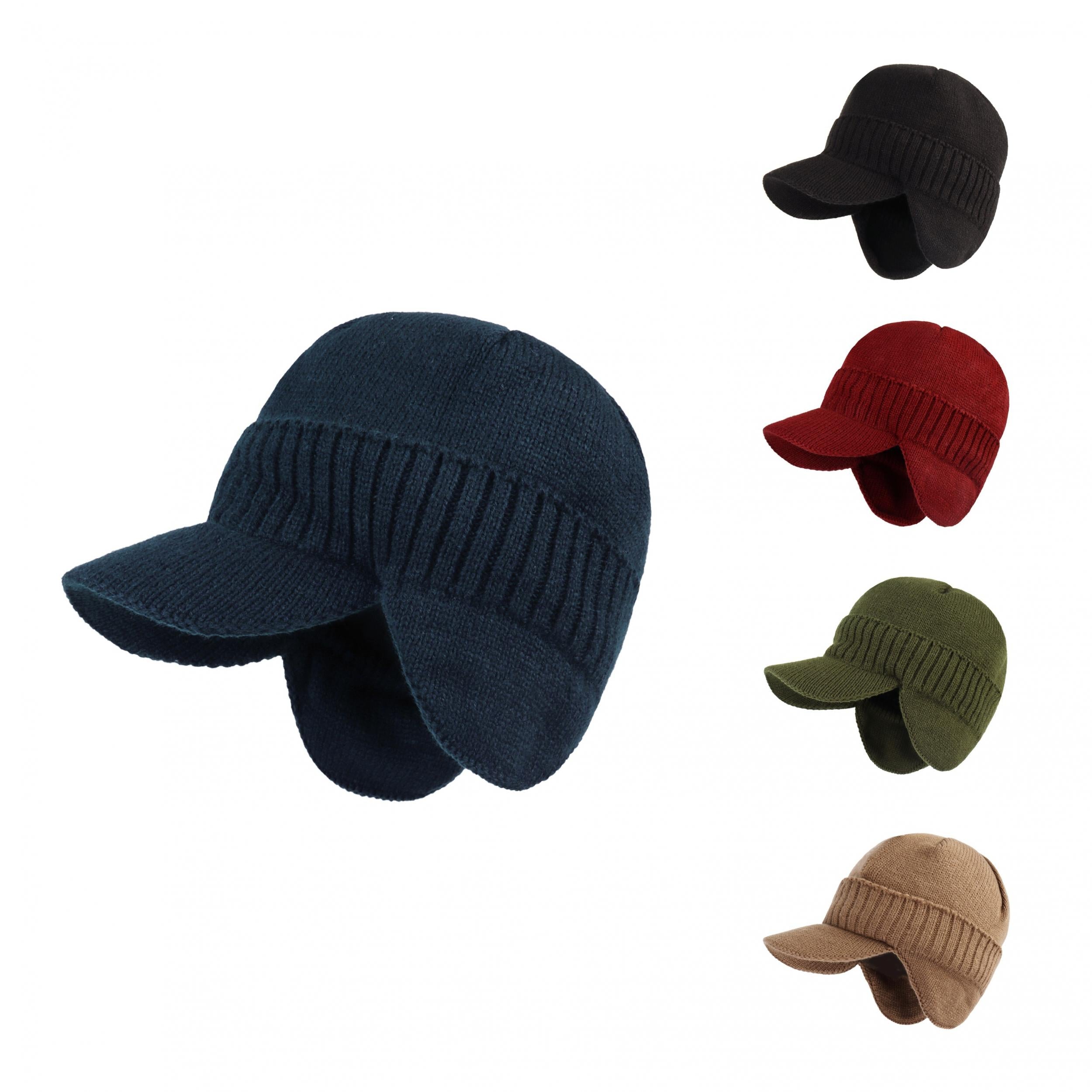 Men's Winter Warm Velvet Knitted Hat With Earflaps