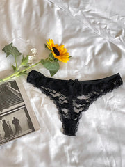3pcs Floral Lace Mesh Thongs Comfy Intimates Panties Women's Lingerie