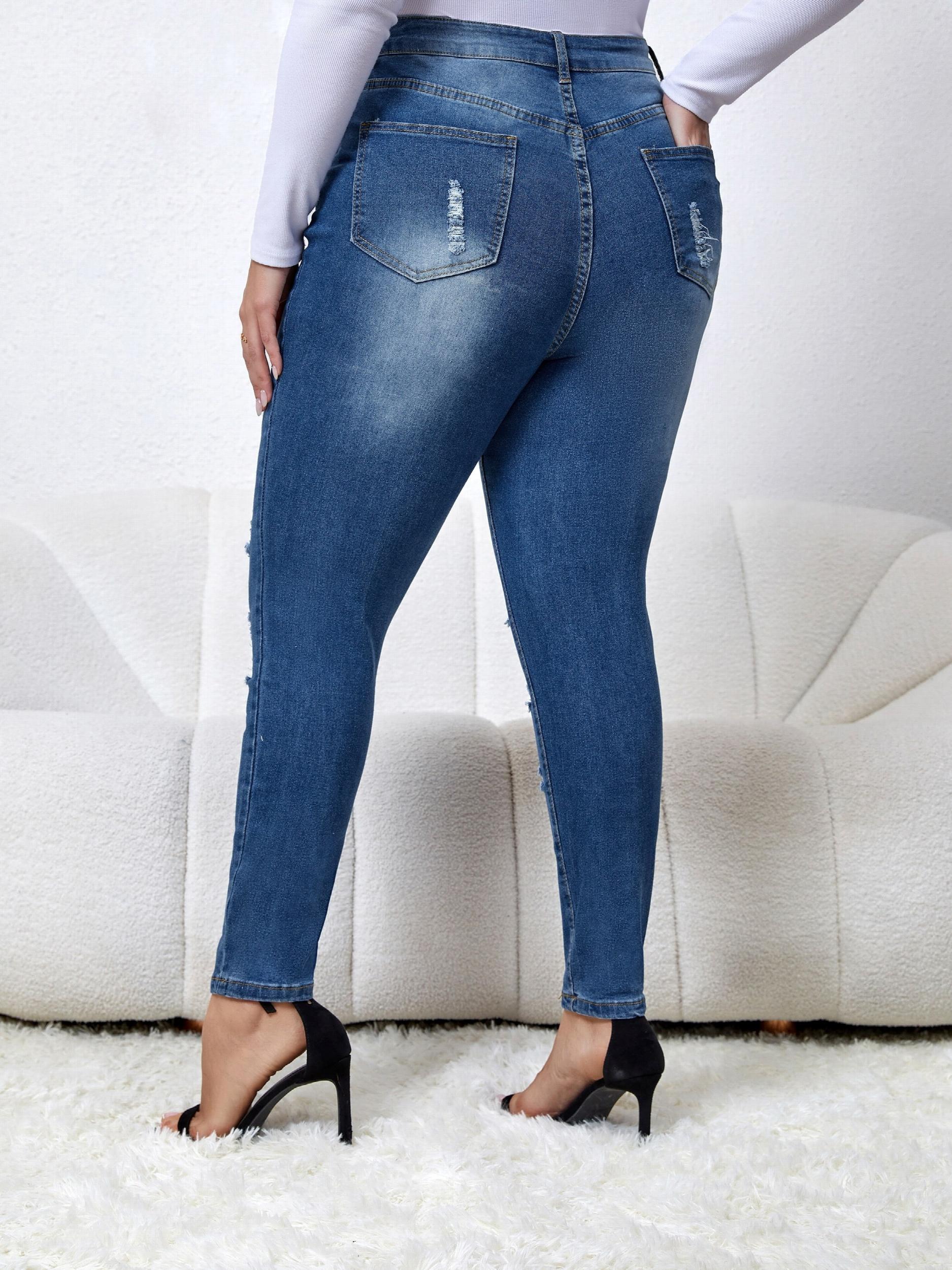 Women's Plus Ripped High Rise Skinny Jeans