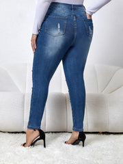 Women's Plus Ripped High Rise Skinny Jeans