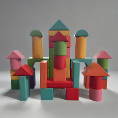 Colorful Wooden Building Blocks for Kids Large Particle Toy
